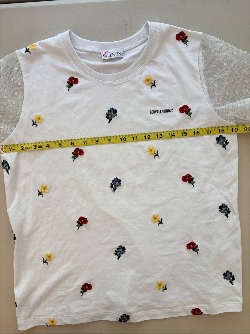 RED Valentino Floral Embroidered Short Sleeve Tee Size M - Picture 9 of 14